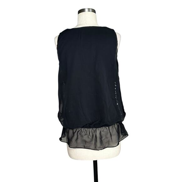 INC International Concepts Black Silver Sequin Sleeveless Blouse Women's Size XL - Picture 3 of 7